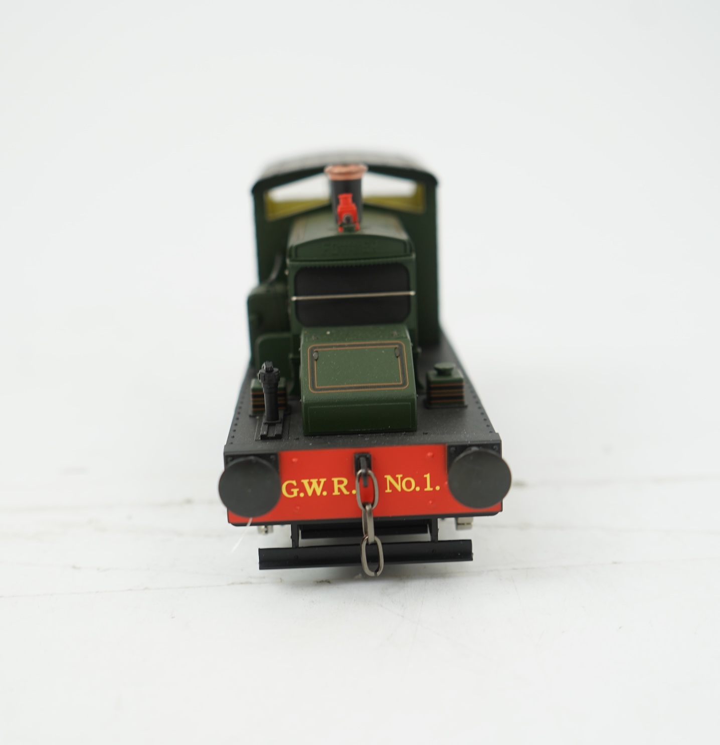 A boxed 0 Gauge Ixion (IOD-GWR) model of GWR No.1, Fowler 0-4-0 diesel mechanical locomotive, powered for two rail operation, with detailing elements.